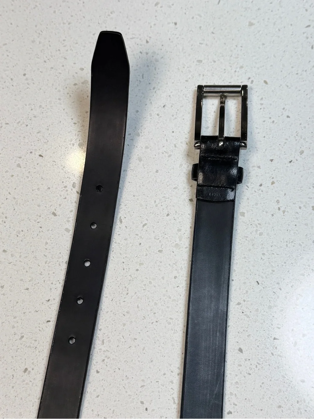 Vintage 90's DKNY Black Leather Belt Silver-Toned Rectangular Buckle Medium M